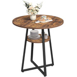 MAHANCRIS 31.5" Round Dining Table for 2-4, Farmhouse Kitchen Table with Storage Shelf, Small Circle Dining Table Space Saving, for Dining Room, Kitchen, Living Room, Rustic Brown and Black DTHR8201 MAHANCRIS
