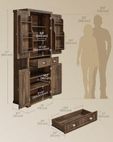 VASAGLE Pantry Cabinet, 15.7 x 30 x 71.7 Inches, Freestanding Tall Cupboard Storage Cabinet with a Drawer, 2 Cabinets, 6 Adjustable Shelves, for Living Room, Kitchen, Deep Brown UBBK561K01 VASAGLE