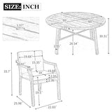 VilroCaz 6-Person Acacia Wood Outdoor Dinning Set, All-Weather Outdoor Round Dining Table with Umbrella Hole and 6 Cushion Chairs for Patio Backyard Garden VilroCaz