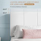 SHA CERLIN Full Size Bed Frame, Velvet Upholstered Platform Bed, Vertical Channel Tufted Adjustable Headboard, Low Profile Bed Frame, No Box Spring Needed, Easy Assembly, White SHA CERLIN