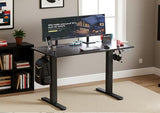 YDN Electric Standing Desk, Adjustable Height Stand up Desk, 48 x 24 Inches Sit Stand Home Office Desks, Black Frame/Black Top YDN