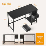 CubiCubi Computer Desk with 2 Drawers, 40 Inch Small Home Office Desk with Storage Study Writing Table, Modern Black CubiCubi