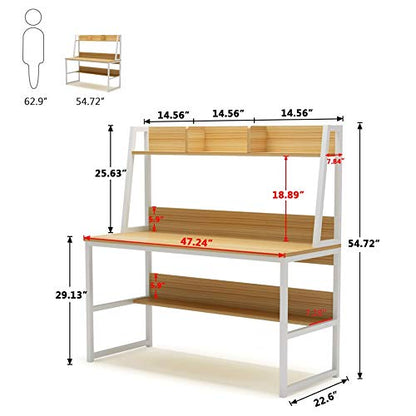 Tribesigns 47-Inch Space-Saving Computer Desk with Hutch and Open Bookshelf for Home Offices - WoodArtSupply