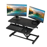 TechOrbits Standing Desk Converter - 32 Inch Adjustable Sit to Stand Up Workstation, Particle Board, Dual Monitor Desktop Riser with Keyboard Tray, for Home Office Laptop, Black 32" TechOrbits