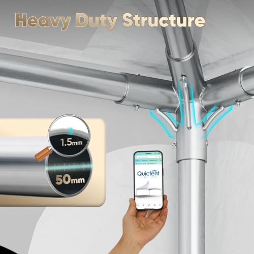 Quictent 20x20 Heavy Duty High Peak Frame Party Tent Fire Retardant 7.2' Side Height Outdoor Canopy White Vinyl, 60 Person Capacity Tent for Parties, Weddings, Events, Commercial and Residential Use Quictent