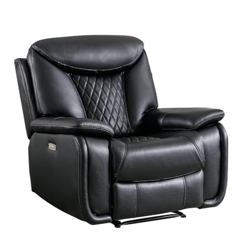HAOMARKETS Electric Recliner Chair, Soft PU Leather Power Recliners with Padded Backrest, Single Overstuffed Heavy Duty Reclining Sofa for Living Room Bedroom, Black