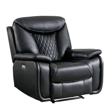 HAOMARKETS Electric Recliner Chair, Soft PU Leather Power Recliners with Padded Backrest, Single Overstuffed Heavy Duty Reclining Sofa for Living Room Bedroom, Black HAOMARKETS