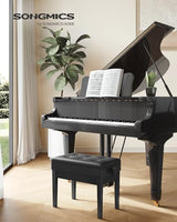 SONGMICS Adjustable Wooden Piano Bench Stool with Sheet Music Storage Black ULPB57H SONGMICS