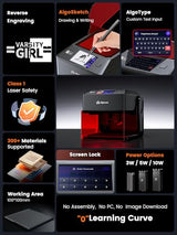 AlgoLaser 10W Portable Laser Engraver Machine: Smart Laser Engraver/Cutter with 3.5" Touchscreen & AlgoOS System - Hand Draw/Wireless Transmission/Offline - Laser Engraving for Wood,Metal,Glass AlgoLaser