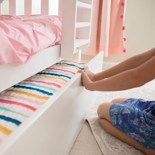Max & Lily Bunk Bed, Twin-Over-Twin Wood Bed Frame For Kids With Trundle, White Max & Lily