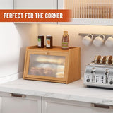 GHWIE Large Bread Box, Easy Access & Cleaning - Bamboo Bread Box for Kitchen Countertop with Acrylic Door,Natural GHWIE