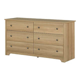 South Shore Vito 6-Drawer Double Dresser, Natural Ash South Shore