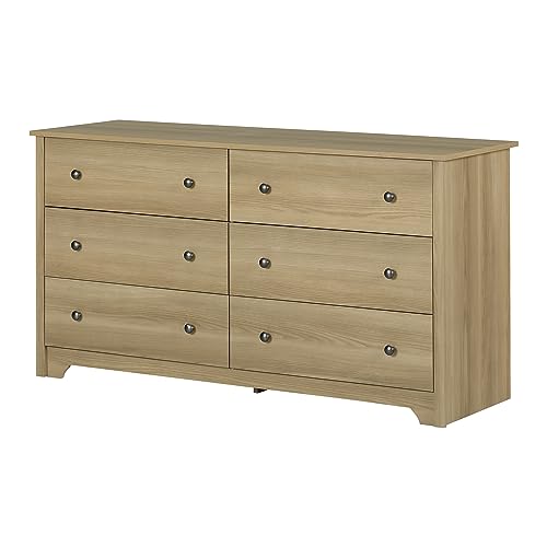 South Shore Vito 6-Drawer Double Dresser, Natural Ash - WoodArtSupply