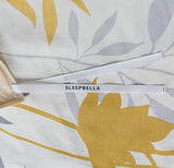 SLEEPBELLA Duvet Cover Queen Size, 600 Thread Count Cotton Grey Branches and Yellow Flower Reversible Comforter Cover(Queen, White Leaf) SLEEPBELLA