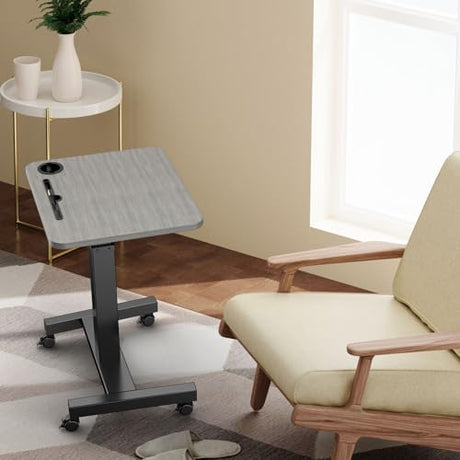 WNJQBY Mobile Standing Desk with Wheels, Elevating Table,Lift desks for Home Office,Rolling Portable Laptop Desk Height Adjustable, Mobile Computer Desk,Small Sit Stand Workstation（Black） WNJQBY