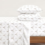 Wake In Cloud - Western Bed Sheets, 4-Piece Sheet Set, Southwestern Rustic Bull Head Aztec Style Pattern Printed Bedding, Deep Pocket, Brown White, Full Size Wake In Cloud