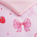 Wink Deer Twin Comforter Set for Girls-5 Pieces Pink Bow Twin Bedding Sets for Kids, Ultra Soft Bed in A Bag with Sheets Wink Deer