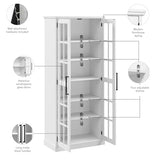 Bush Furniture Westbrook Curio Cabinet with Glass Doors in White Ash | Tall 5 Shelf Display Case for Living Room or Home Office Bush Business Furniture