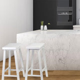 PJ Wood 24-Inch Backless Solid Wood Saddle Seat Counter Stools in White - Set of 2 PJ Wood