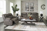 Signature Design by Ashley First Base Contemporary Faux Leather Manual Reclining Loveseat, Gray Signature Design by Ashley