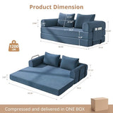YUUIJOAA 4-in-1 Folding Convertible Sofa Bed, 78 Inch Oversized Corduroy Loveseat Sleeper with Pull Out Bed, Boneless Futon Couch for Living Room Apartment, No Assembly Needed, Blue YUUIJOAA
