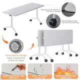 rzoizwko Modular Folding Conference Room Tables with Wheels, Flip Top Training Table System for Office & Classroom, Mobile Joinable Meeting Desks for Seminar & Collaboration Spaces rzoizwko