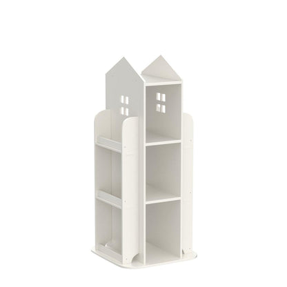 Foriy 3-Tier Rotating Children's Bookshelf - 360° Floor Stand Book Organizer in White - WoodArtSupply