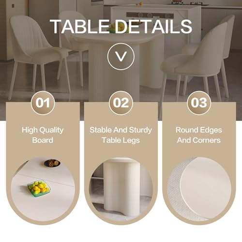 HOTICKME 55.11" Oval Dining Table for 4-6 People, Modern Kitchen Tables with Sturdy Legs, Dinner Tables with 1.88" Thick Tabletop, RectangularTables for Home, Office White HOTICKME