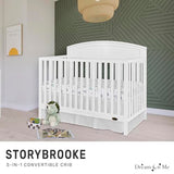 EVOLUR Dream On Me Storybrooke 5 in 1 Convertible Crib in White, JPMA & Greenguard Gold Certified,Built of Sustainable Pinewood, 3 Mattress Height Settings, Non-Toxic Water-Based Paint Finish Dream On Me