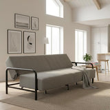 Homy Casa Convertible Sofa Bed with Metal Frame and Upholstered Cushion for Living Room Guest Room and Small Apartment (Grey) Homy Casa