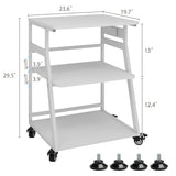 Natwind 23.6"x19.7" Large Printer Stand,3 Tier Printer Table with Charging Station, Rolling Cart with Adjustable Storage Shelf for Home Office Organization, Stand for Heat Press,3D Printer (White)