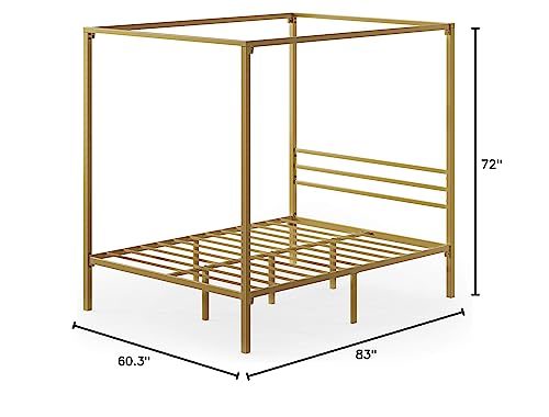 ZINUS Patricia Gold Metal Canopy Platform Bed Frame, Mattress Foundation with Steel Slat Support, No Box Spring Needed, Easy Assembly, Queen Zinus