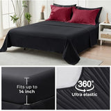 HYMOKEGE Red & Black Queen Comforter Set Seersucker 7 Pieces, All Season Luxury Bed in a Bag for Bedroom, Bedding Set with Comforters, Sheets, Pillowcases & Shams HYMOKEGE