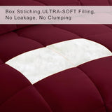 COHOME Quilted Queen Size Comforter - All-Season Down Alternative Duvet Insert - Luxury Hotel Winter Warm Burgundy Comforter with Anti-Clump Tech & 8 Tabs -Reversible（88"x88"） COHOME