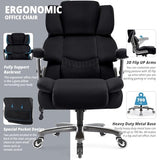 Fabric Big and Tall Office Chair 700lbs-High Back Executive Cloth Computer Chair with Adjustable Lumbar Support 3D Flip Arms Plus Size Rubber Wheels-Extra Wide Large Desk Chairs, Heavy Duty Metal Base VUZI