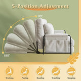 WLIVE Futon Sofa Bed, Floor Chair with Adjustable Backrest, Bean Bag Bed for Adults, with Armrest, Pillow, Low Profile for Living Room, Reading, Bedroom, Loveseat, Grey WLIVE
