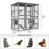 YITAHOME Catio Outdoor Cat Enclosure Large, Tall Wooden Cat House with Weatherproof Asphalt Roof, Cat Cage Playpen with Multiple Platforms & 2 Resting Boxes, 70.9" L x 38.2" W x 70.9" H YITAHOME
