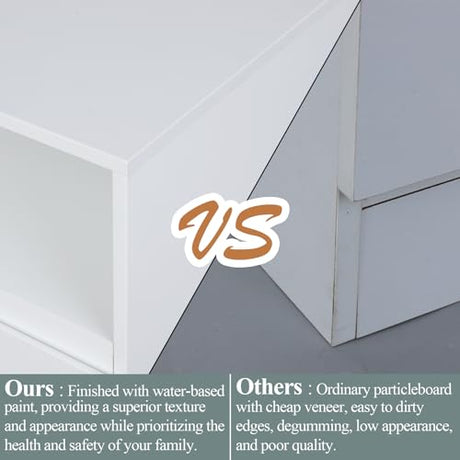Gyfimoie 6 Drawer Double Dresser with Power Outlet, Accent Chests of Drawers with LED Light, Modern White Storage Dresser with Charging Station (Mirror Not Included) Gyfimoie