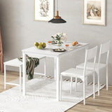 SogesPower Dining Table Set for 4, Kitchen Dining Table Set with 2 Chairs and 1 Bench, 4 Person Kitchen Table Set for Dining Room Restaurant Small Space, White SogesPower