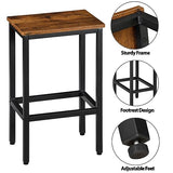 SUPER DEAL Counter Height Bar Stools Set of 2 for Kitchen, 26 Inches Industrial Backless Metal BarStools with Wood Top, Rustic Brown SUPER DEAL
