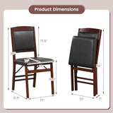 GOFLAME Folding Dining Chairs Set of 2, Foldable Chairs with PVC Padded Seat & High Backrest, Wooden Side Chairs, 2 Pack Dining Chairs for Living Room, Kitchen, Restaurant GOFLAME