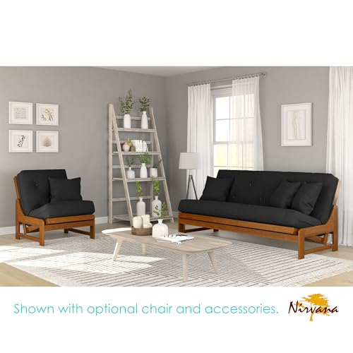 Nirvana Futons Miami Futon Set - Queen Size, Frame, 8" Mattress, Twill Black Cover Nirvana Futons