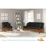 Nirvana Futons Miami Futon Set - Queen Size, Frame, 8" Mattress, Twill Black Cover Nirvana Futons