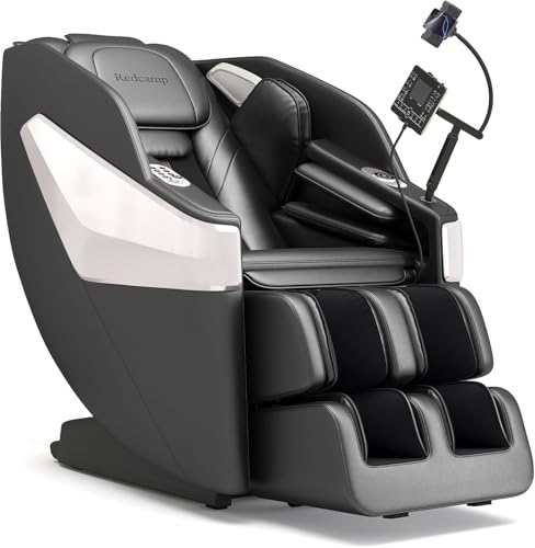 Redcamp Massage Chair Full Body: Zero Gravity with SL Track, 3D Robot Hands, Heat, Airbag Massage, Foot Roller, Bluetooth, Body Scan, LED Remote, Wireless Phone Charging,Black Redcamp