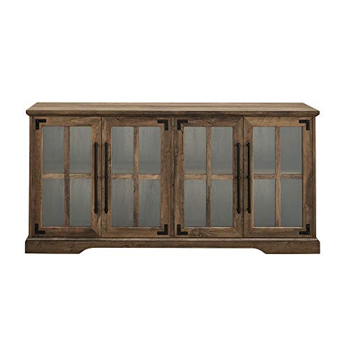 Walker Edison Farmhouse Barn Glass Door Wood Universal TV Stand for TV's up to 64" Flat Screen Living Room Storage Cabinet Doors and Shelves - WoodArtSupply