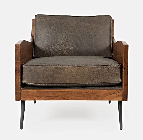 Jofran Karma Genuine Leather Live Edge Accent Chair, Bourbon Jofran Inc.