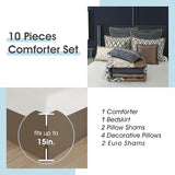 LANCO MODERN LIFESTYLE King Size Comforter Set, Grey Brown, 10 Piece Bed in a Bag for All Seasons, Luxury Extreme Comfort Bedding Sets with Bedskirt, Pillow Shams, Euro Shams and Decor Pillows LANCO MODERN LIFESTYLE