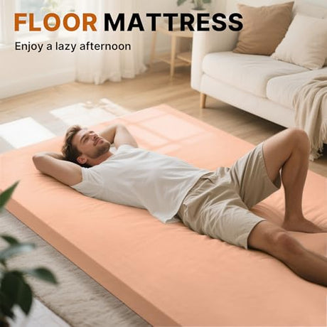 GAIALOOP Floor Memory Foam Car Camping Bed Glamping Roll Up Futon Mattress, Japanese Floor Sleeping Mat Camp Cot Mattress Pad Travel Guest Side Sleepers [Twin: 75 * 38 * 3''] Gaialoop