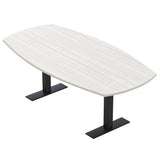 SKUTCHI DESIGNS INC. 6 Person Arc Boat Conference Table with Metal T Bases | Harmony Series | 7 Ft | White Cypress with Matte Black Base SKUTCHI DESIGNS INC.