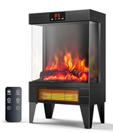 Oylus Electric Fireplace Stove Heater - Freestanding Fireplace Heater for Indoor Use with Realistic 3D Flame, Adjustable Thermostat & Remote, Quiet, Timer for Living Room and Bedroom OYLUS